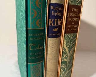 Vintage Hardback Heritage Press Books By Rudyard KiplingKim, The Jungle Books,  Tales Of East West