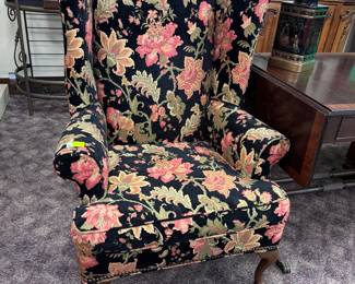 Fine Floral Wingback Chair