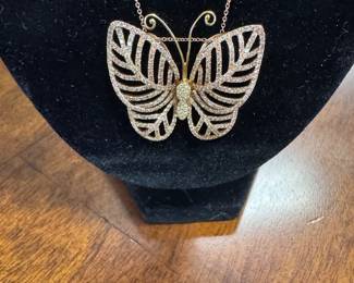 18K Rose Gold & Diamond Butterfly Necklace
