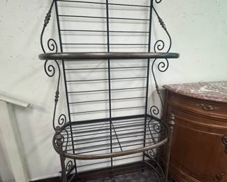 Wrought Iron and Brass French Baker’s Rack