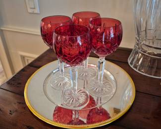 Waterford Lismore Crimson/Red Wine Hocks