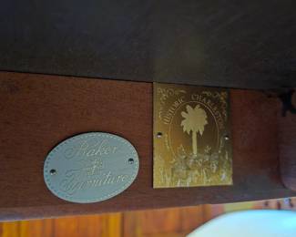 Baker Furniture Historic Charleston Georgian Banded Flame Mahogany Double Pedestal Dining Table