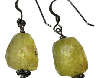 Vintage Green Stone Earrings
