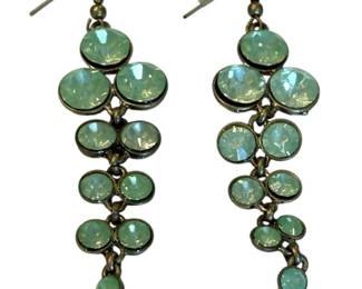 Green Aqua Stone Silver Dangle Earrings