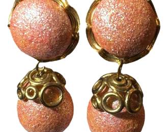 Vintage Pink Dangle Clip on Earrings