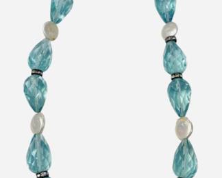 Aquamarine Mother of Pearl Necklace
