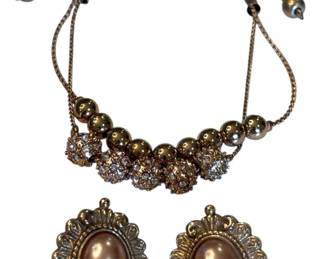 Rose Gold Bracelet Earring Set