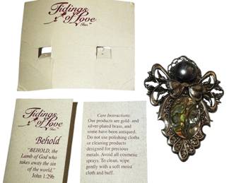 Signed JaneSilverplated Angel Brooch