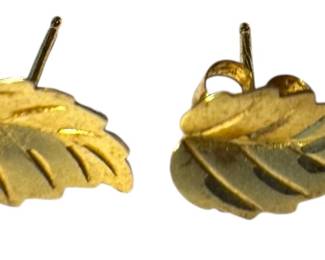 Vintage 14K Gold Leaf Earrings