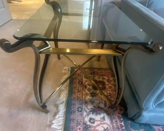 Glass & brass side table 