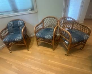 Bamboo chairs with casters 