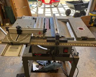 Table saw with accessories.
