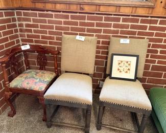Antique throne chair and side dining chairs