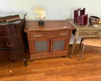 Dresser with mirror and glass top