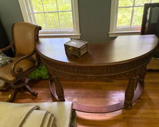 Carved custom desk and matching chair