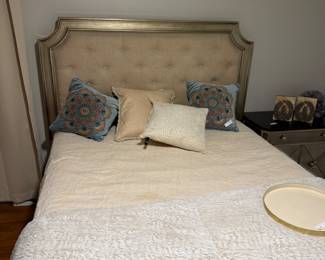 Gorgeous upholstered and mirrored bed (Queen)