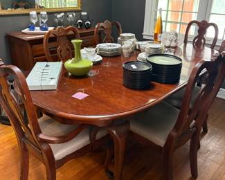 Solid cherry dining table with 7 chairs