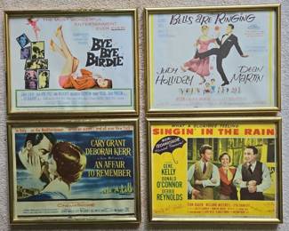 Framed movie posters: Singin in the Rain, An Affair to Remember, Bells Are Ringing, Bye Bye Birdie