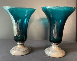 Pilgrim Silverplate glass candle holders