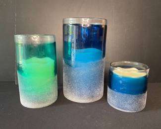 Large glass candleholders
