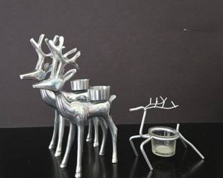 Silver tone reindeer candle holders
