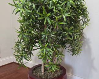 Faux Podocarpus tree in planter