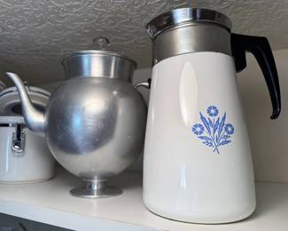 Vintage Corning Little Blue Flower coffee pot
