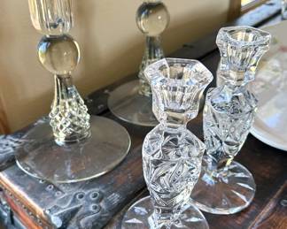 Cut crystal candle holders