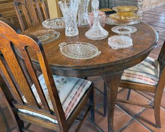 Dining table + chairs, cut crystal