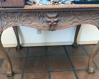 Antique Green Man carved wooden table
