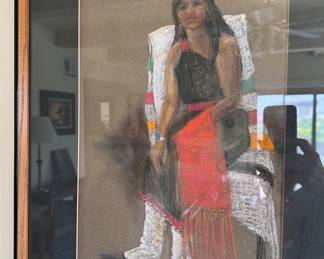 Navajo woman pastel drawing
