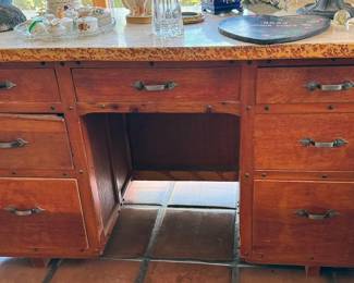 1950s pine writing table with formica top