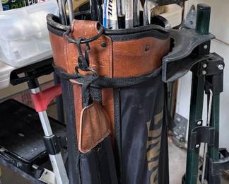 Golf clubs (Spalding bag, assorted clubs)