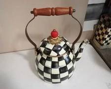 Mackenzie Childs Courtly Check 3qt Tea Kettle