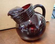 Vintage Anchor Hocking Royal Ruby Glass Tilted Ball Pitcher