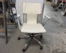 Chrome and White Leather Office Chair