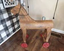 Wood Horse on Wheels Decoration