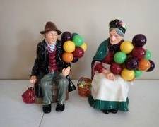 Royal Doulton Porcelain HN 1954, The Old Balloon Man Figurine Sitting Statue and Vintage Royal Doult