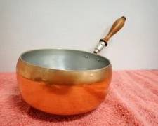 Vintage MidCentury Copper Sauce Pan with Wooden Handle