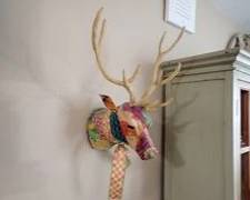 Recycled Indian Sari Fabric Wrapped Deer Head Wall Mount