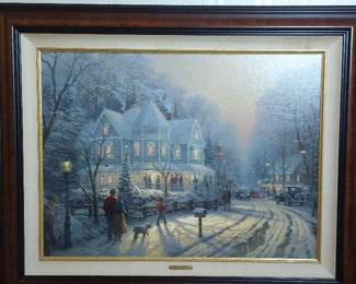 Thomas Kinkade A Hoilday Gathering Framed Print