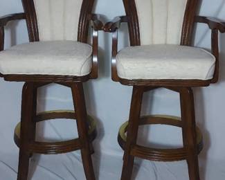 Art Deco Styled Swivel Stools With Shell Shaped Back