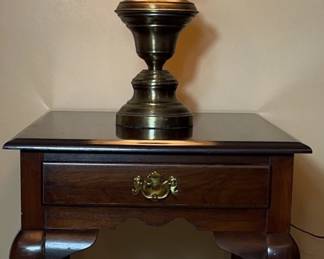 Side Table And Vintage Hurricane Lamp