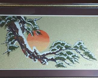 Asian Inspired Bunka Embroidered Art