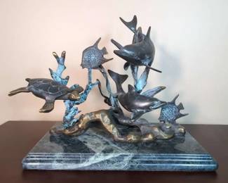Tabletop Brass Ocean Creatures Sculpture