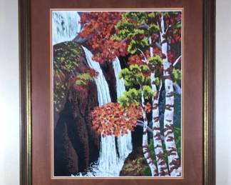 Japanese Bunka Embroidery Artwork, Framed