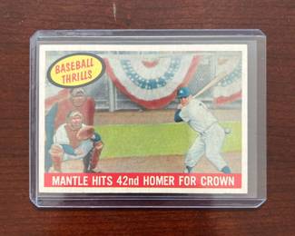 Mickey Mantle. Mantle Hits 42nd Homer For Crown 461 1959 Topps Baseball Card.