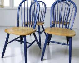 Four Wooden Side Chairs In Blue