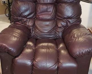 LaZBoy Leather Button Tufted Reclining Armchair