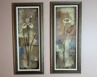 Large Matching Floral Art Pieces